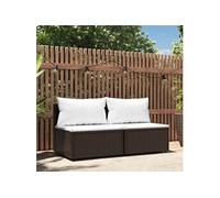 Canapés centraux de jardin coussins 2pcs marron résine tressée, canapé, canapé de jardin, canapé central sectionnel, 319754