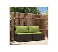Vidaxl Canapés Centraux De Jardin Coussins 2pcs Marron Résine Tressée
