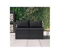 Canapés centraux de jardin et coussins 2pcs Noir Résine tressée canapé vidaXL