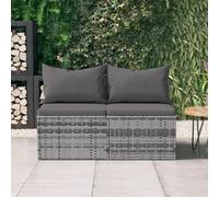Canapés centraux de jardin et coussins 2pcs Noir Résine tressée canapé vidaXL