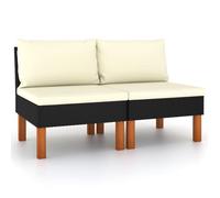 Canapés centraux - VIDAXL - 2 pcs - Polyrotin - Bois d'Eucalyptus - Noir