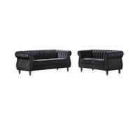 Canapés chesterfield 3 places et 2 places en velours noir TRUMBO