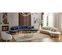 Canapés Chesterfield design semi-circulaires en acier inoxydable 4+3 places JVmoebel