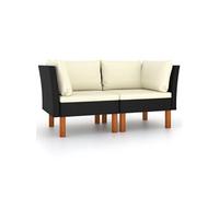 Bois d'Eucalyptus Massif Salon de Jardin 3 pcs Résine Tressée Mobilier vidaXL