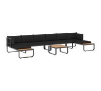 Canapés d'Angle de Jardin 5 pcs et Coussins Aluminium et WPC Sofa vidaXL
