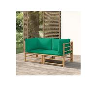 vidaXL Canapés d'angle de jardin 3155150 avec coussins 2 pièces bambou Vert