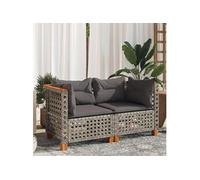 Vidaxl Canapés D'angle De Jardin Et Coussins 2 Pcs Gris Résine Tressée