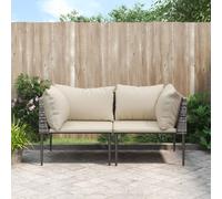 Canapés d'angle de jardin et coussins 2 pcs gris résine tressée vidaXL