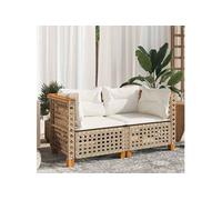 Vidaxl Canapés D'angle De Jardin Et Coussins 2pcs Beige Résine Tressée