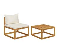 Vidaxl Canapé Central Sectionnel Et Coussin Blanc Crème Bois D'acacia
