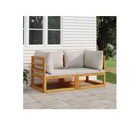 Canapés d'angle sectionnels 2 pcs coussins gris clair acacia