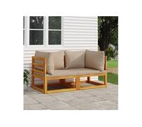 Repose-pied de Jardin avec Coussin Patio Gris Clair Bois Massif d'Acacia vidaXL