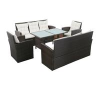 vidaXL Salon de jardin 5 pcs avec coussins Résine tressée Marron 43973
