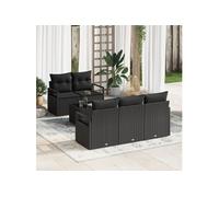 Canapés De Jardin 6 Pièces Avec Coussins Noir Rattan Poly, Canapé De Jardin 2 Places Avec Rangement Et Coussins Noir Rattan Poly