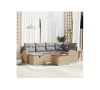 Canapés de Jardin 7 pièces avec Coussins Beige Rattan Poly 3360843