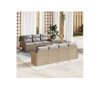 Canapés de Jardin 8 Pièces avec Coussins Beige Poly Rattan, Canapé de Jardin 2 Places avec Rangement & Coussins Beige Poly Ratt