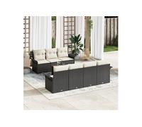 vidaXL Ensemble de canapés de jardin 8 pcs noir poly rotin