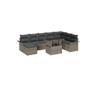 Canapés de Jardin 9 pièces avec Coussins Gris Rattan Poly, Canapé 2 places avec Rangement et Coussins Gris Rattan Poly 3357072