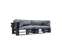 Vidaxl Canap¿¿S De Jardin Palette 2 Pcs Avec Coussins Gris Pin¿¿De Gris