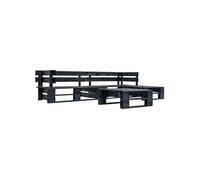Canapés de jardin palette 4 pcs Noir Bois
