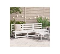 vidaXL Canapés de Jardin sans Accoudoirs 3 pcs, Sièges avec Dossier, Meubles de Terrasse Patio Arrière-Cour Extérieur, Blanc Bois Pin Massif