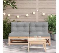 Canapés de Jardin sans Bras avec Coussins, 2 Pcs de Pin en Bois Massif, Design Modulaire, Expérience de Siège Confortable, Conception à Latte pour Discuter avec la Famille et