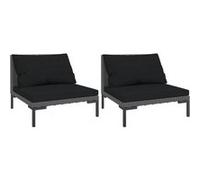 vidaXL Canapés de jardin 2 pcs demi-ronde en résine tressée avec coussins