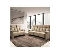 Canapés Relax 3 Places Electrique et 2 Places Fixe Beige - COIMBRA -