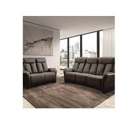 COIMBRA - Canapés Relax 3 Places Electrique et 2 Places Fixe Gris Foncé - Altobuy Gris