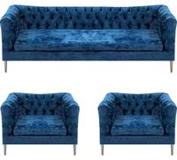 Canapés Tissu Ensemble de canapés 3pcs Canapé Dreistzer Coussin 2x Fauteuil Chesterfield