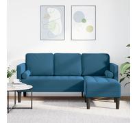 Canapés Vidaxl Bleu Tissu, Bois Grand Housses Amovibles Rectangulaire Bleu