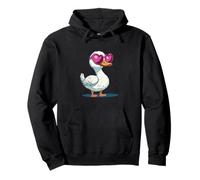 Canard amusant avec nuances de cœur pour les amateurs de lunettes de soleil et de canards Sweat à Capuche