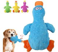 Canard apaisant pour chien, jouet à mâcher jaune en peluche pour chien, jouet pour chien avec son charlatan pour chiens d'intérieur, jouets interactifs pour les garder occupés (bleu)