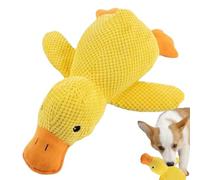 Canard apaisant pour chiens, jouet interactif couineur doux et confortable pour animal de compagnie, matériau en peluche durable, jouet de dentition pour chiot avec couinement amusant, jeu