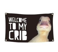 Canard Bienvenue dans mon drapeau de crèche | Bannière murale « Funny Man Cave » pour décoration de chambre à coucher, accessoires de fête à la mode, panneau de cour, décoration murale durable à