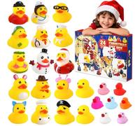 Canard Calendrier de L'avent 2025,Calendrier de Noël 24 Jours Canards en Caoutchouc Jouets de Bain pour Tout-Petits Calendrier de L'avent 2025 enfant Idee Cadeau de Noël et d'Anniversaire pour Enfants