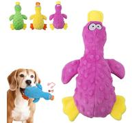 Canard calmant pour chien, jouet à mâcher jaune avec son charlatan pour chiens d'intérieur, jouets interactifs pour les garder occupés (violet)
