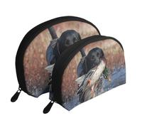 Canard Chasse Labrador Chien Cool Black Puppy Animal, Trousse de Maquillage Coquille Femme Petit Porte-Monnaie Trousse de Toilette Trousse à cosmétiques 2 pièces