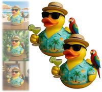 Canard ComméMoratif Buffet pour Hommage à La Musique Tropicale,ThèMe Plage,Canard DéCoratif à Collectionner,Figurine Perroquet Peinte à La Main RepréSentant Un Oiseau De La ForêT Tropicale,2pcs