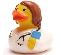 Canard de bain avec porte-clés en caoutchouc - Longueur : 8,5 cm - Cadeau pour médecin