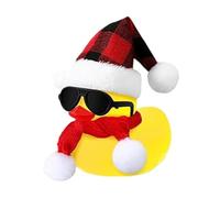 Canard de Noël, décoration de voiture avec bonnets, écharpes et lunettes de | Petits canards jaunes pour baignoire, jouet de bain