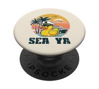 Canard de Vacances en Caoutchouc Captain Sea Ya Cruise pour Hommes, Femmes, Enfants PopSockets PopGrip Adhésif
