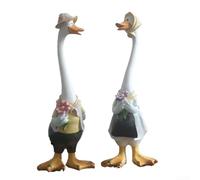 Canard décoratif en résine pour patios et terrasses - Ornements d'extérieur réalistes (E)