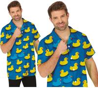 Canard d'été hawaïen Motif Parade de canards colorés Tenues de plage Chemise hawaïenne Chemises légères Fête d'été Aloha Joie d'été Dessins amusants Chemise de bain, Taille : 48 - 50 (M) Couleur : Ble