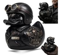 Canard du Old Fuckers Club, Figurine de canard membre à vie, Décoration canard motard rebelle avec doigt d'honneur, Figurine de canard humoristique membre à vie du Old Fuckers Club, Cadeau (A)
