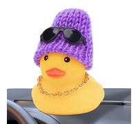 Canard en caoutchouc de voiture - Adorables jouets de canard en caoutchouc | Décoration en forme de canard sur le tableau de bord du véhicule avec lunettes de soleil, collier et chapeau | Ornement en