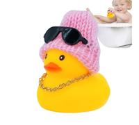 Canard en Caoutchouc de Voiture - Jouets de Canard en Caoutchouc | Décoration en Forme de Canard sur Le Tableau de Bord du véhicule avec Lunettes de Soleil, Collier et Chapeau | en