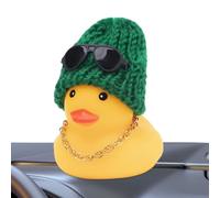 Canard en caoutchouc de voiture - jouets de canard en caoutchouc | Décoration en forme de canard sur le tableau de bord du véhicule avec lunettes de soleil, collier et chapeau | en