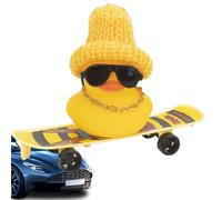 Canard En Caoutchouc De Voiture - Ornements De Voitur De Canard, Chapeau Collier Lunettes De Soleil | Skateboard Cool De Dessin Animé Pour Décorer Votre Voiture, Chambre, Salon, Table, Café, Restaura