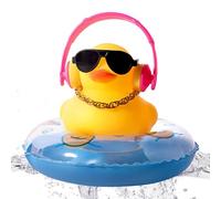 Canard en Caoutchouc pour - Voiture , Elegant, Functional, Décorations De, Tableau Bord Accessoires Décoration, avec Mini Bouée Chapeau Soleil | Multipurpose Outdoor Indoor Utility